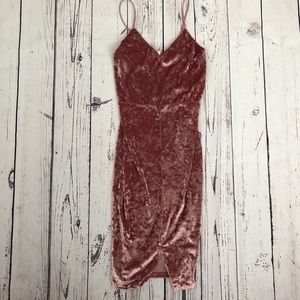 Missguided Velvet Mini Dress - Mauve Pink